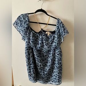 Michael Kors off shoulder blouse with gold chain straps.